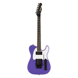 Full Front Body photo of Fender Limited Edition Player Fusion Telecaster HH Floyd Rose Ebony Aura Metallic against a white background.