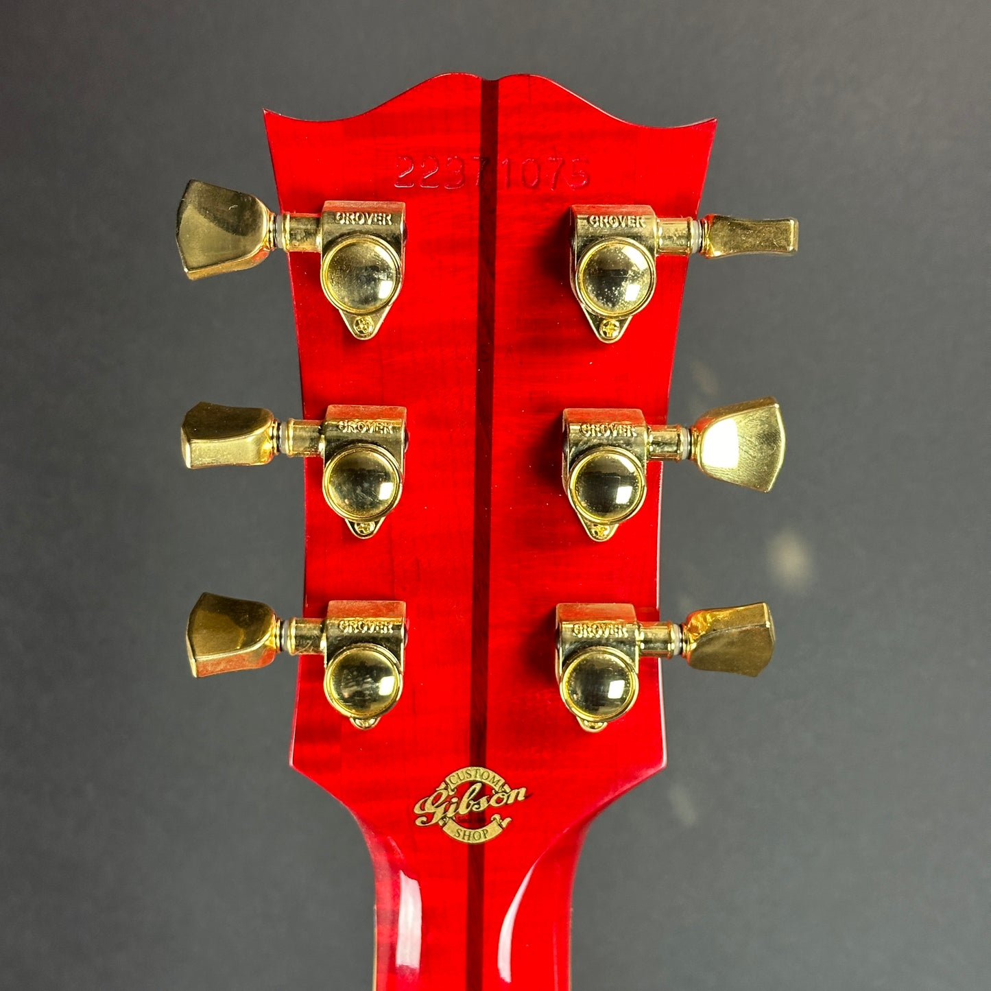 Back of headstock of Used 2021 Gibson Orianthi SJ-200 Trans Red.