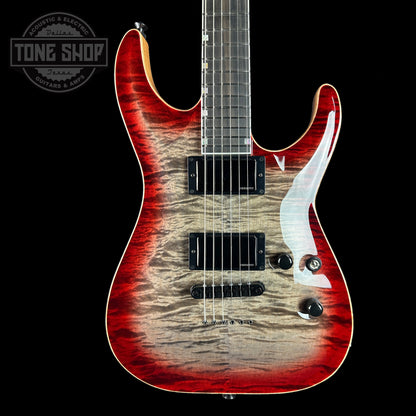 Front of ESP USA Horizon-II Flame Maple Blood Moon.