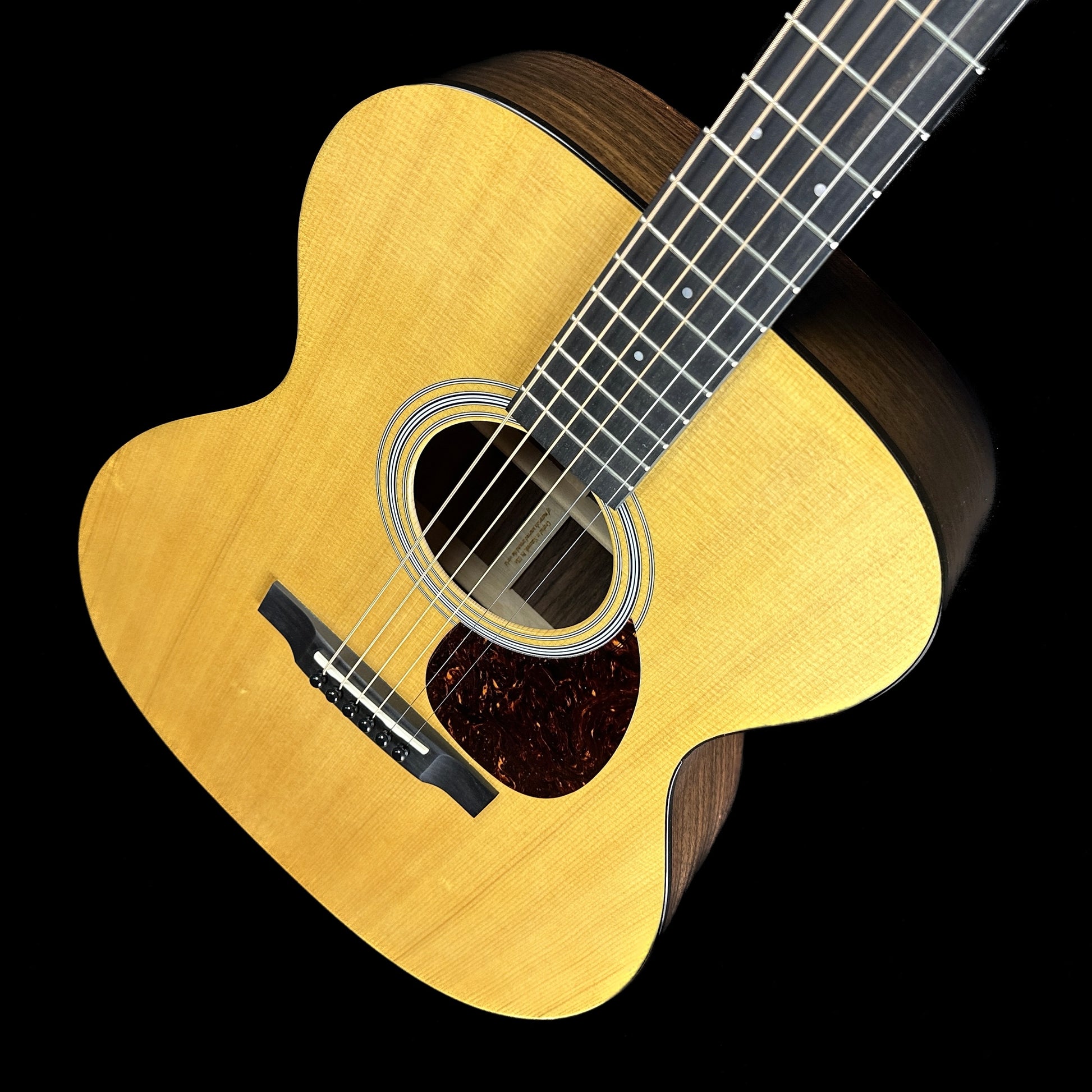 Front angle of Used Martin OM21 Natural.