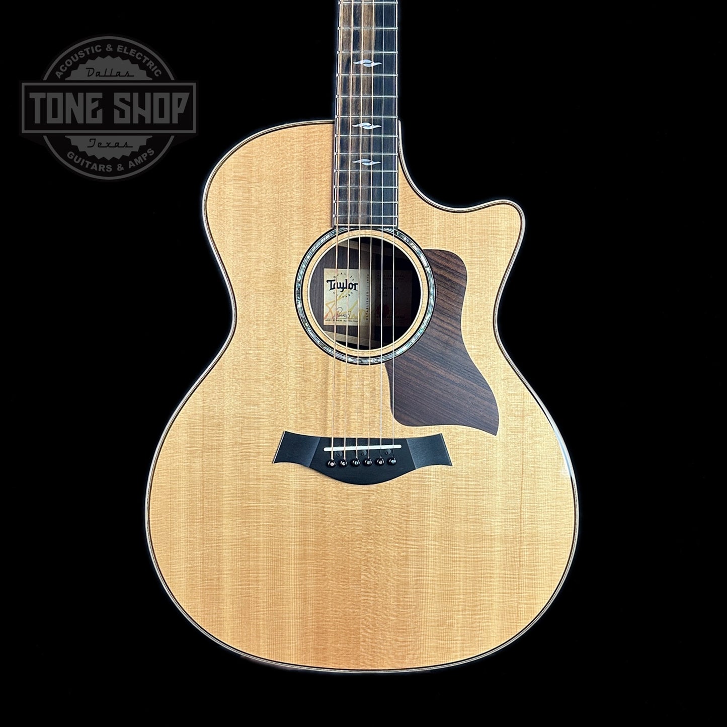 Front of body of Used 2019 Taylor 814ce Natural.