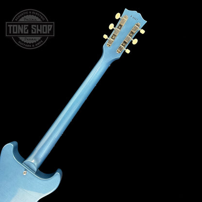 Back of neck of Gibson Custom Shop M2M 1958 Les Paul Junior Double Cut Ultra Light Aged Pelham Blue.