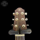 Headstock of Used 2013 Yamaha SLG200S Natural Silent Travel Guitar.