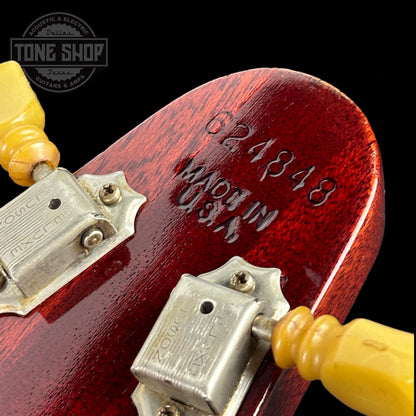 Back of headstock of Vintage 1971 Gibson Flying V Medallion #145.