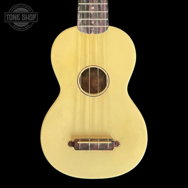 Front of Used MacCaferri Islander 1950's Marbleized Uke.