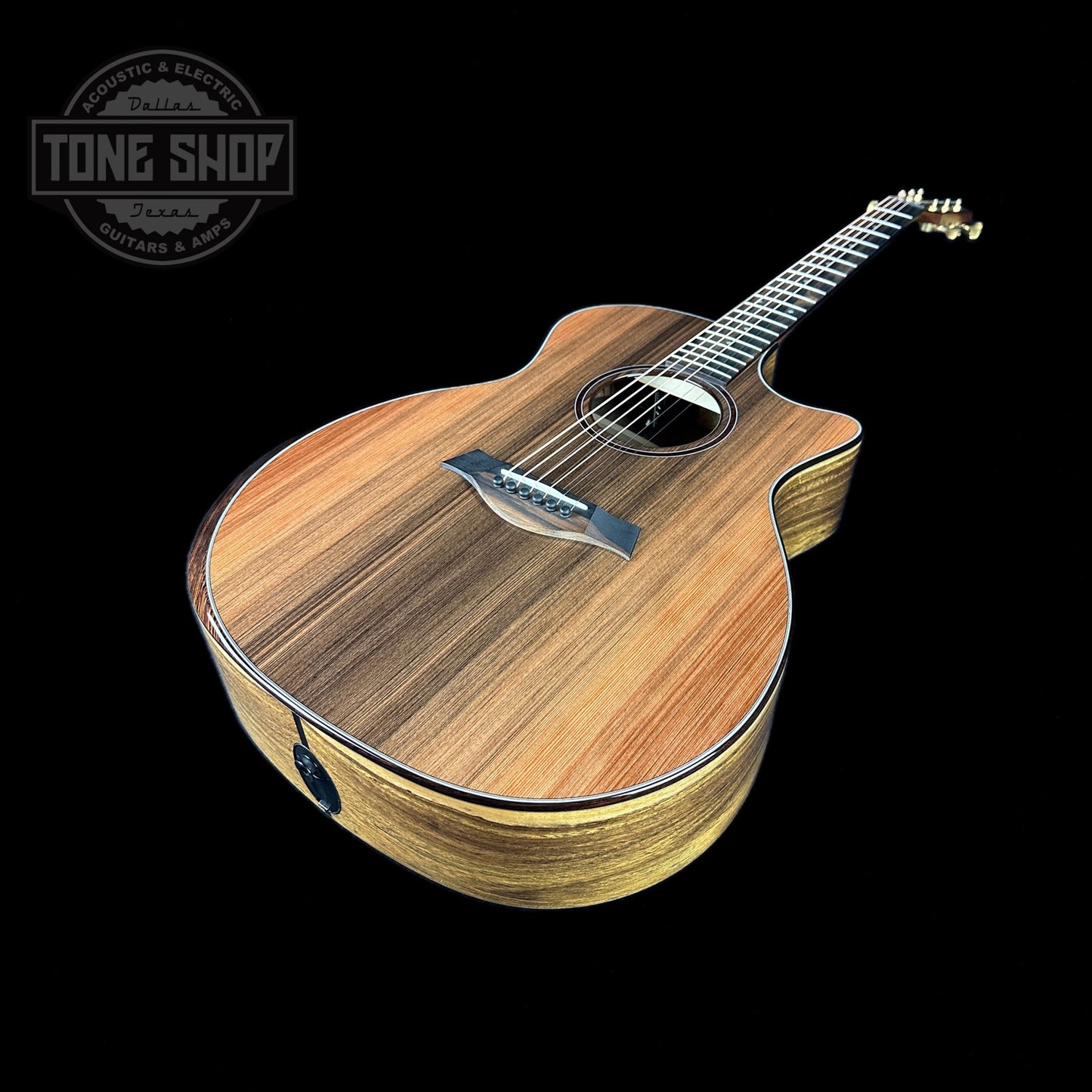 Front angle of Taylor Custom GA #12508 Stripy Sinker Redwood w/Bocote B/S.