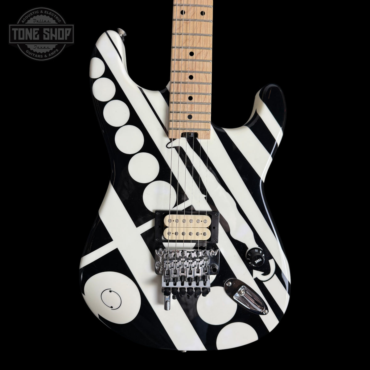 Front of Used 2014 EVH Stripe Series Circles Gloss Body.