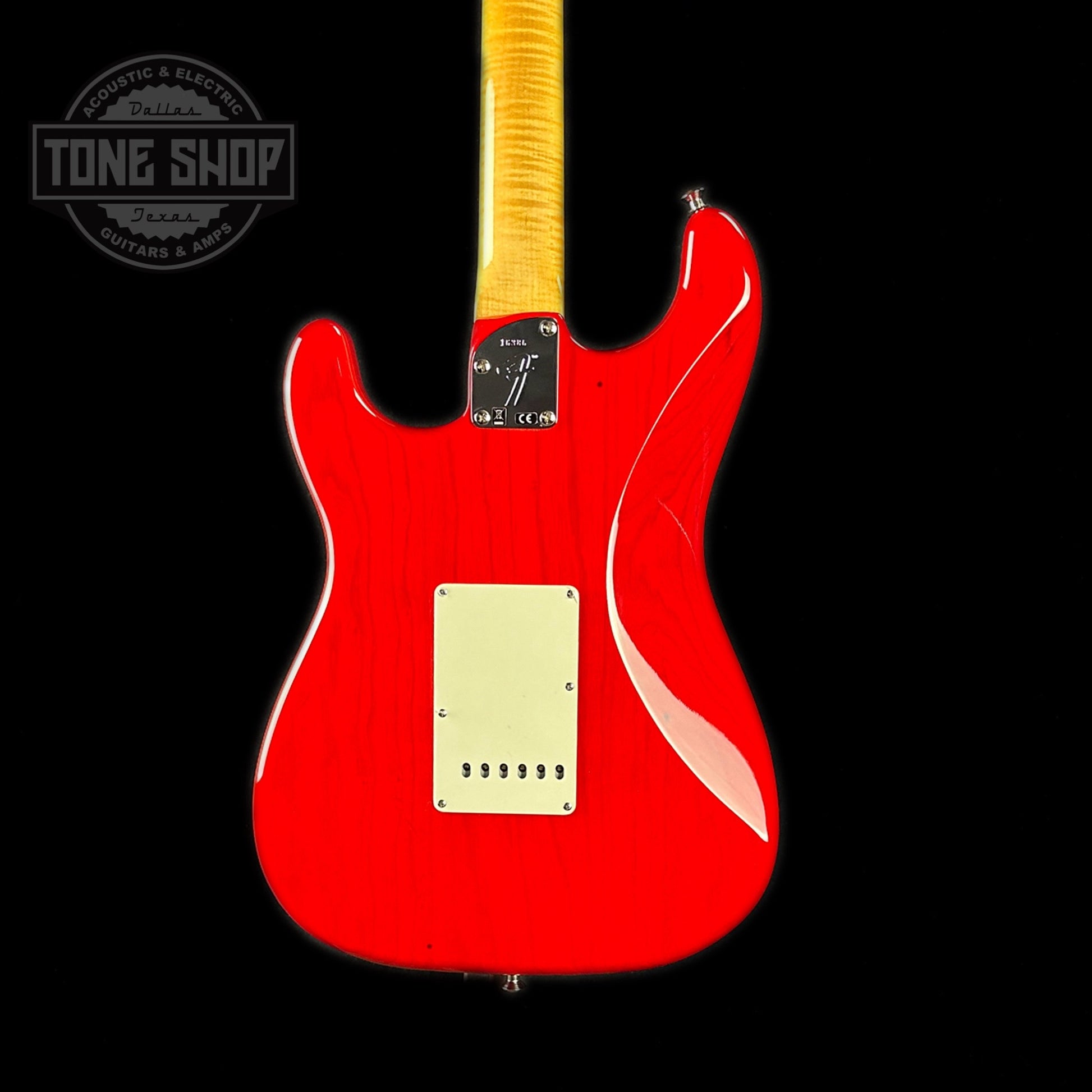 Back of body of Fender Custom Shop American Custom Stratocaster RW Crimson Transparent NOS.