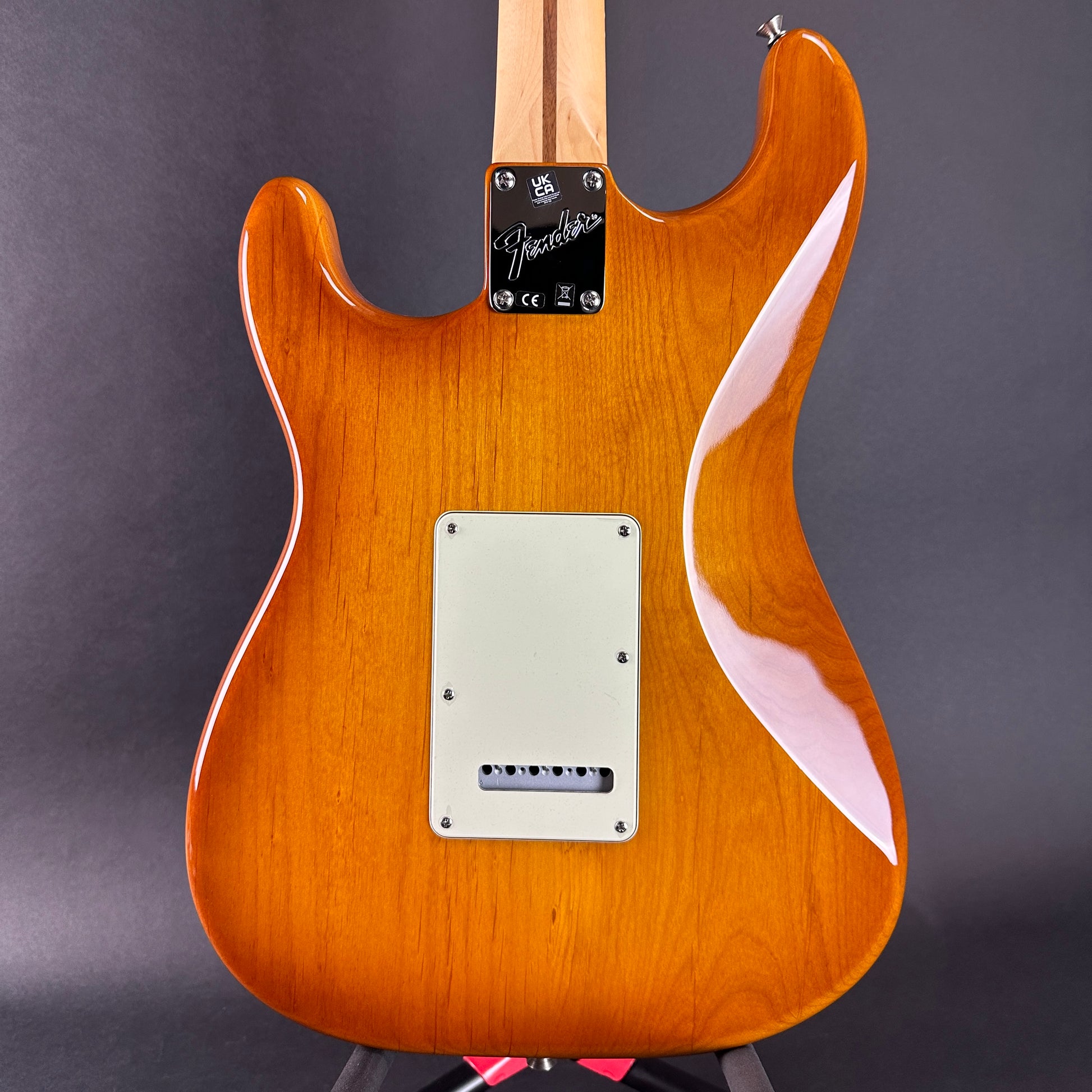 Back of Used Fender American Performer Stratocaster RW Honey Burst.