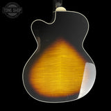 Back of body of Used 2022 Takamine P6JC-12 Jumbo Brown Sunburst Pro Series 12-String.