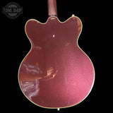 Back of body of Used 2021 Gretsch G5622T Center Block Single Barrel Burst.