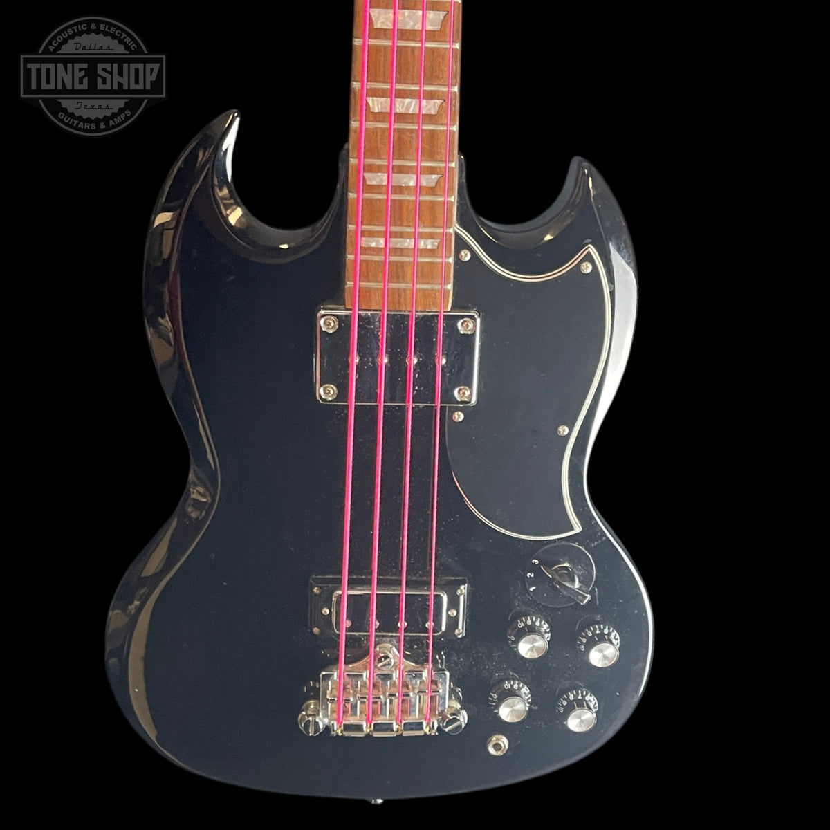 Front of Used 2004 Epiphone SG Bass Black TSS7564.