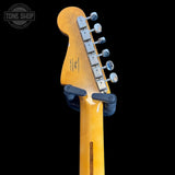 Squier Classic Vibe 60s Jazzmaster Oly White headstock with tuning pegs on a black background, featuring the Tone Shop logo.