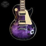 Front of Used 2024 Gibson Les Paul Trad Pro V Dark Purple Burst.