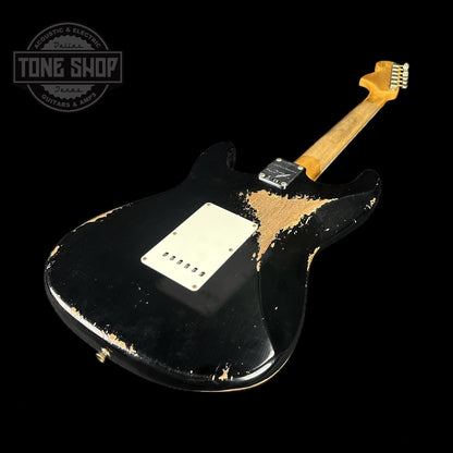 Back angle of Fender Custom Shop Limited Edition '67 Hss Strat Heavy Relic Aged Black.