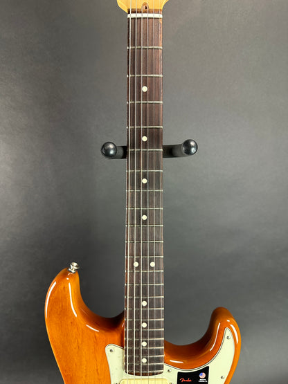 Fretboard of Used Fender American Performer Stratocaster RW Honey Burst.