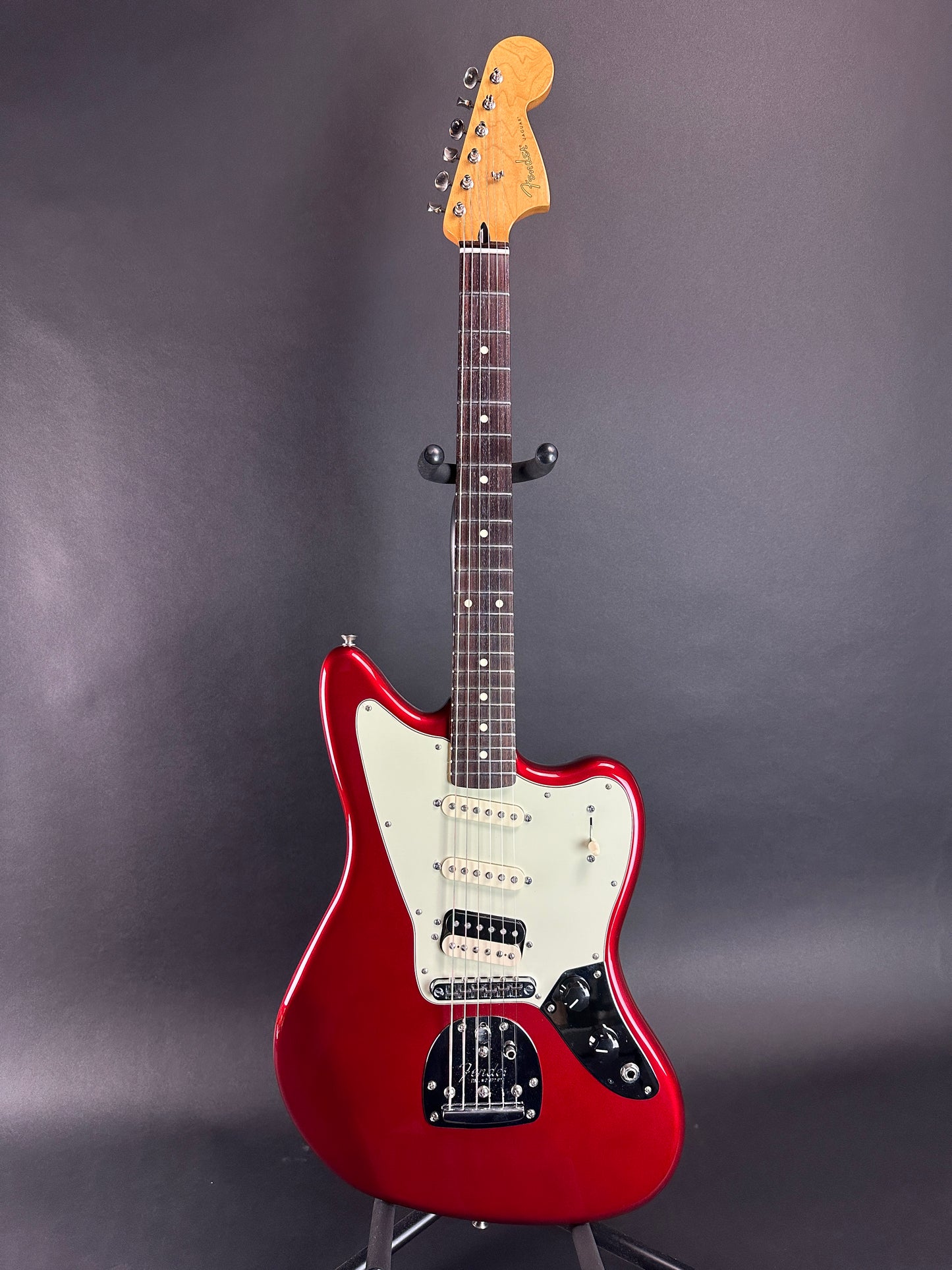 Full front of Used 2012 Fender Pawn Shop Jaguarillo Candy Apple Red.