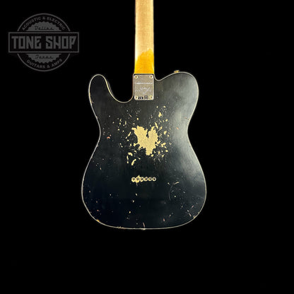 Back of body of Fender Custom Shop Limited Edition Reverse '60 Tele Custom Heavy Relic Aged Black Over 3 Color Sunburst.