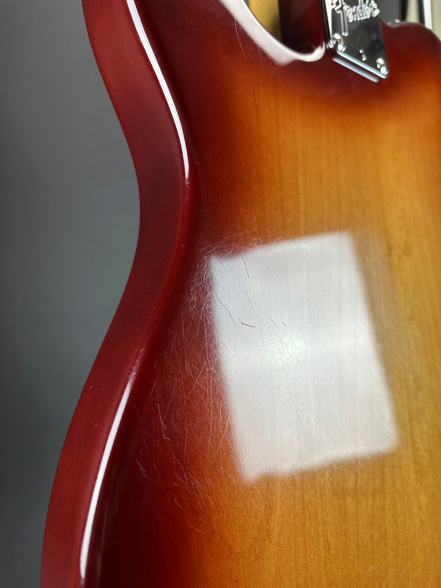 Scratches on back of Used 1983 Fender Standard Telecaster Sunburst.