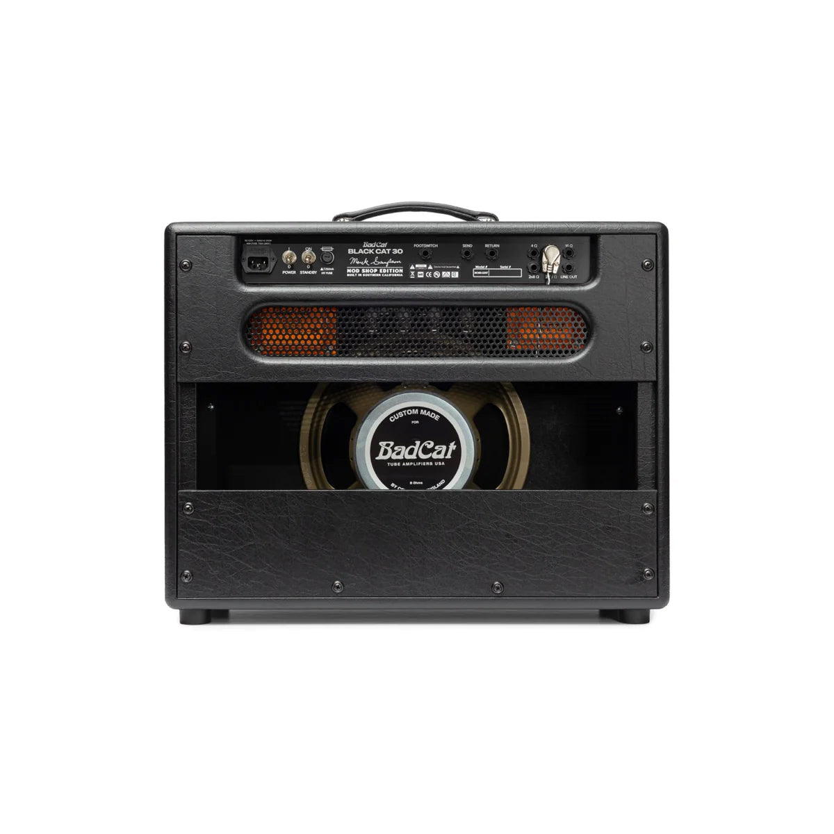 Back of Bad Cat Black Cat 2207 Mod Shop 30w 1x12 Tube Combo.