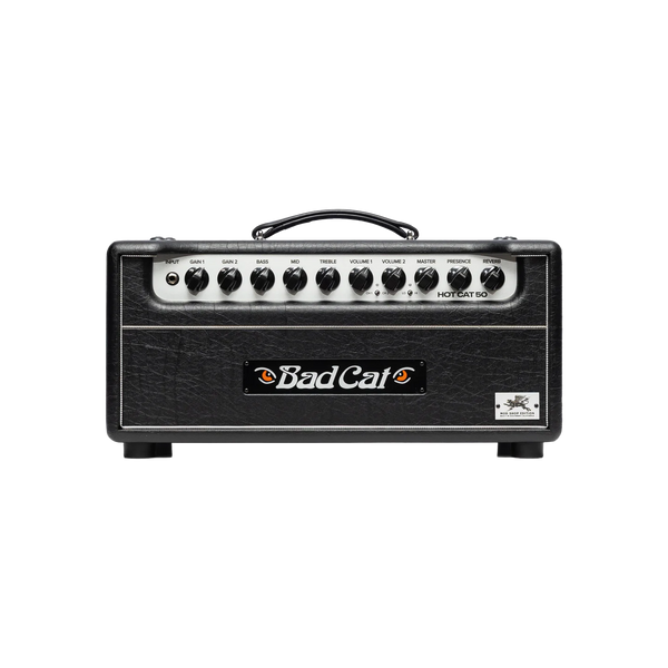Front of Bad Cat Hot Cat 50 Mark Sampson Mod Shop 50w Tube Head.