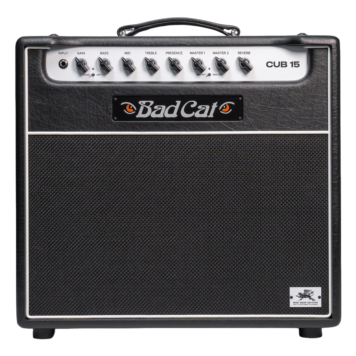 Front of Bad Cat Mod Shop Cub 15 112 Combo Greenback 15w.