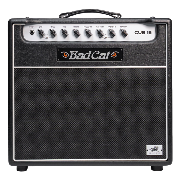 Front of Bad Cat Mod Shop Cub 15 112 Combo Greenback 15w.