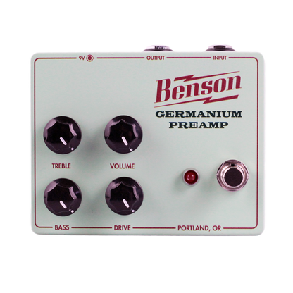 Top down of Benson Amps Germanium Preamp Pedal.