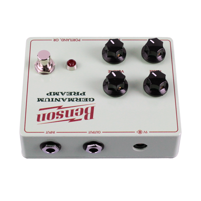 Back angle of Benson Amps Germanium Preamp Pedal.