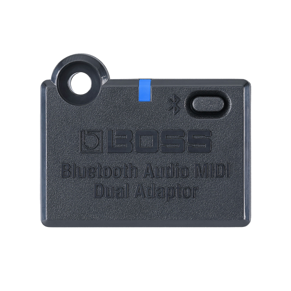 Front of Boss BT-DUAL Bluetooth Audio MIDI Dual Adaptor.