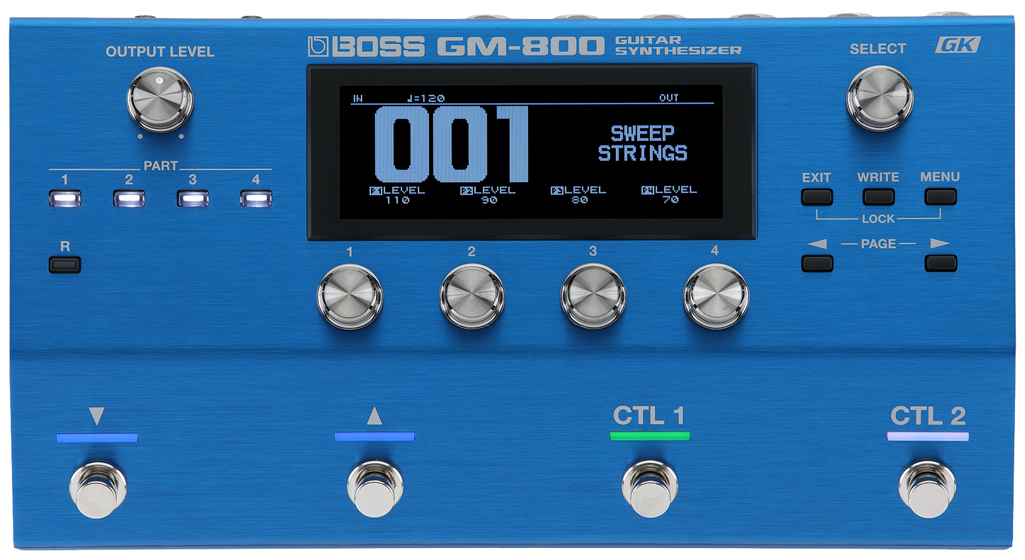 Top down of Boss GM-800 Guitar Synthesizer.