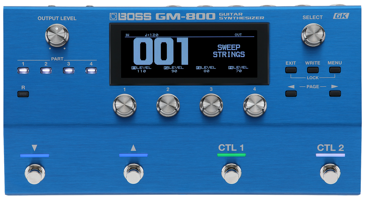 Top down of Boss GM-800 Guitar Synthesizer.