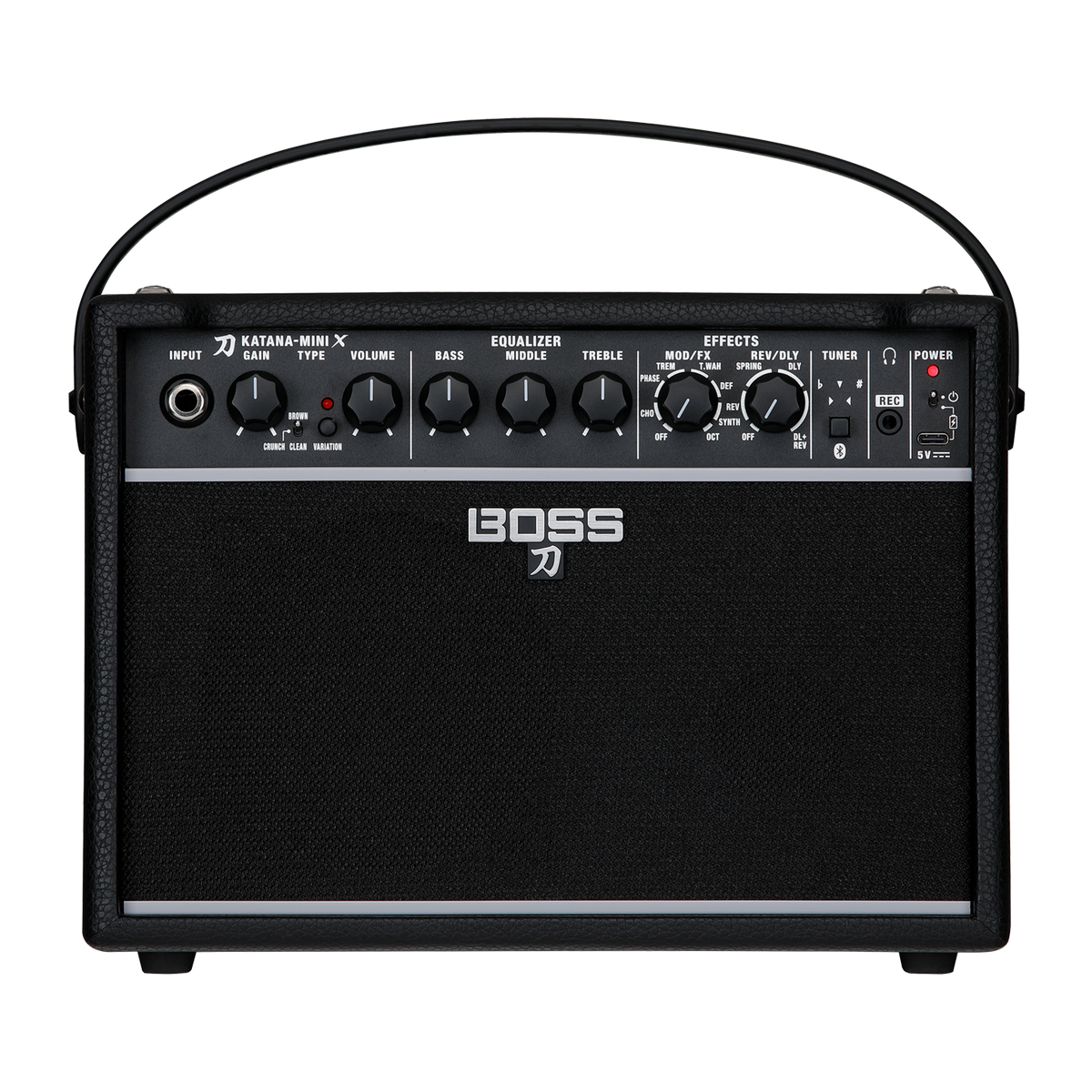 Front of Boss Katana Mini X 10W Guitar Amplifier.