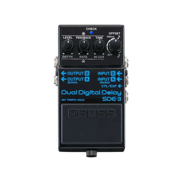 Top down of Boss SDE-3 Dual Digital Delay.