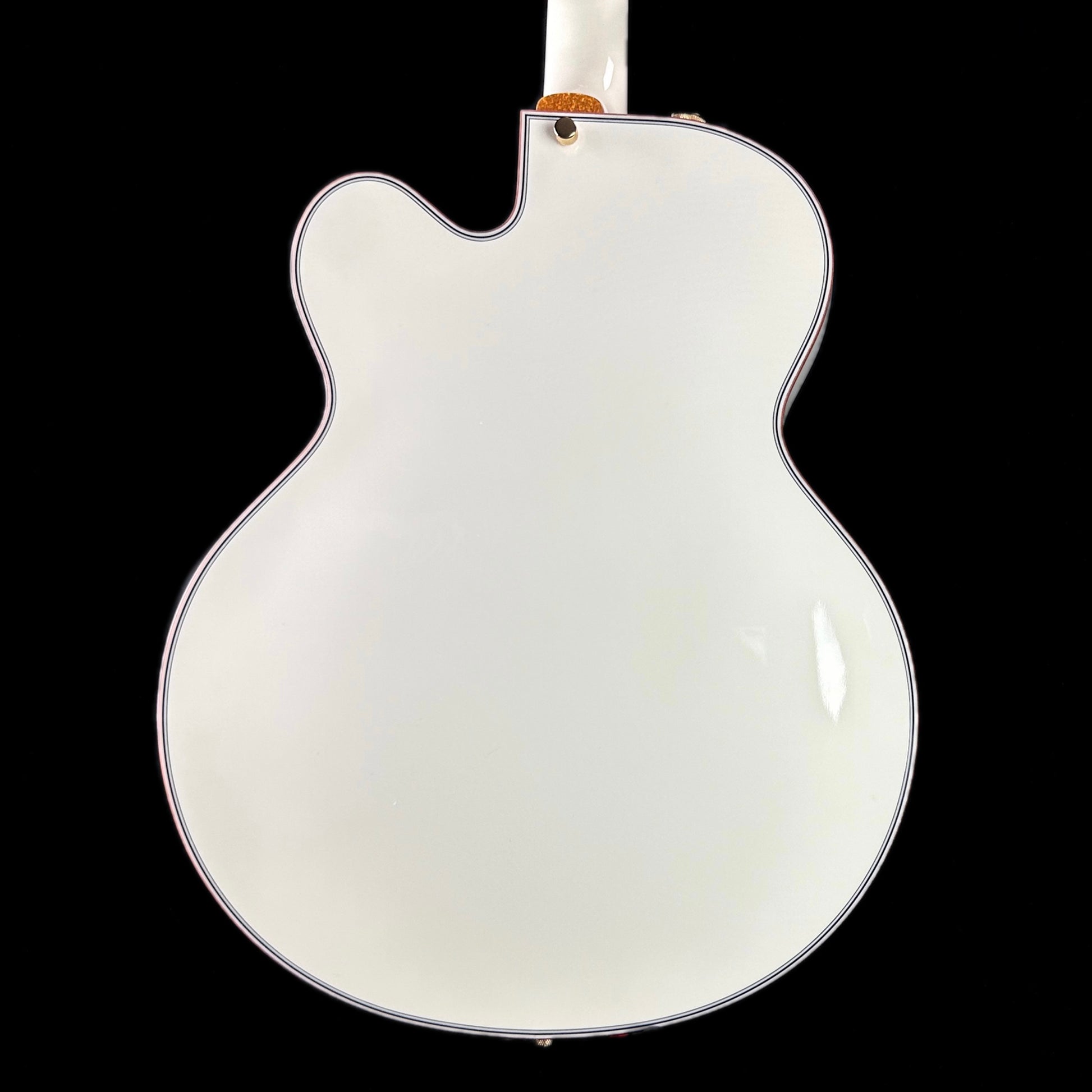 Back of body of Gretsch Custom Shop G6136-55 Fused Glass White Falcon.