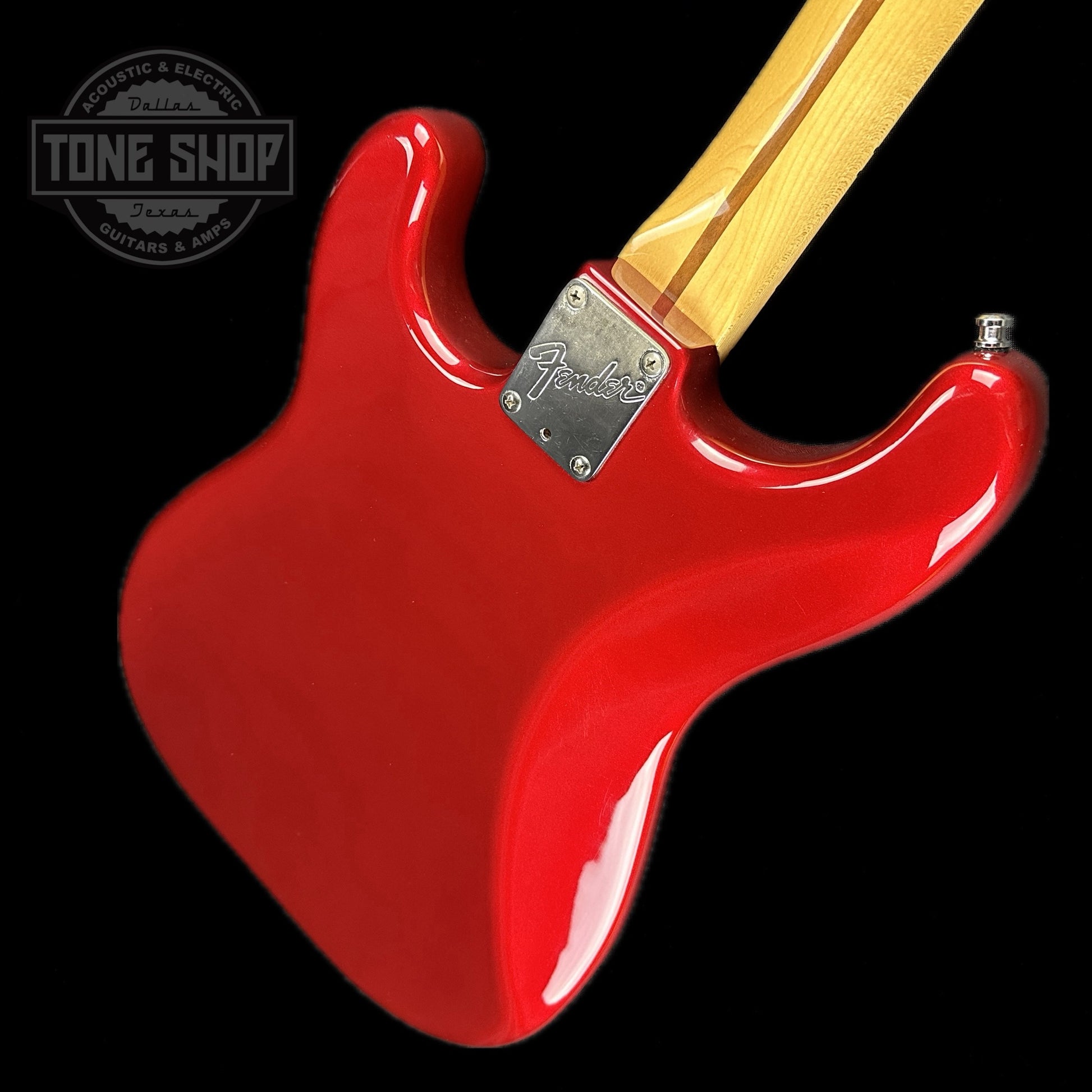 Back angle of Used 1983 Fender Dan Smith Era Candy Apple Strat.