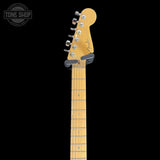 Headstock of Used 2005 Fender American Deluxe HSS Mini Floyd Amber.