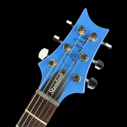 Front of headstock of PRS Paul Reed Smith S2 Standard 24 Mahi Blue.