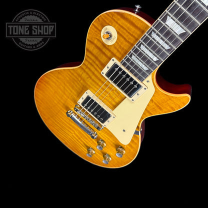 Front angle of Used 2018 Gibson Custom Shop Wildwood Spec 1960 Les Paul Standard Reissue Lemon Burst.