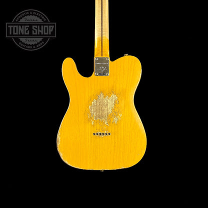 Back of body of Fender Custom Shop Limited Edition 53 HS Tele Heavy Relic Aged Butterscotch Blonde.