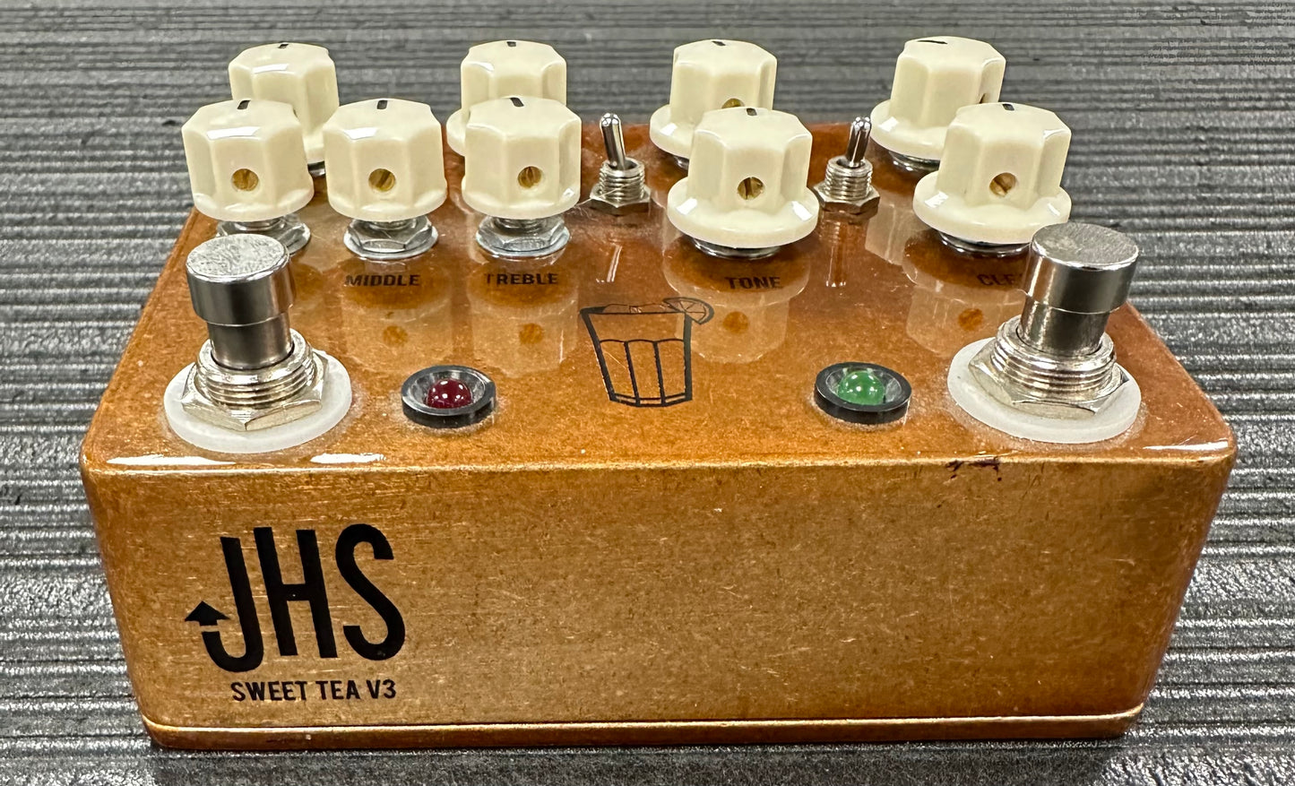 Front of Used JHS Sweet Tea V3 Dual Overdrive Pedal TSS4001