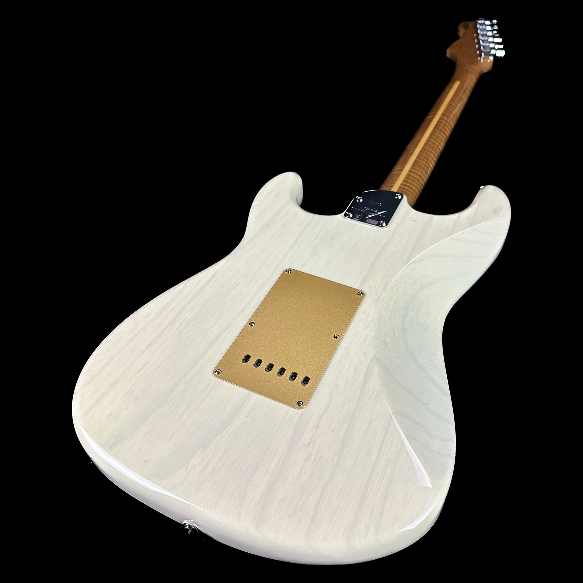 Back angle of Used Fender Custom Shop Stratocaster NOS Honey Blonde.