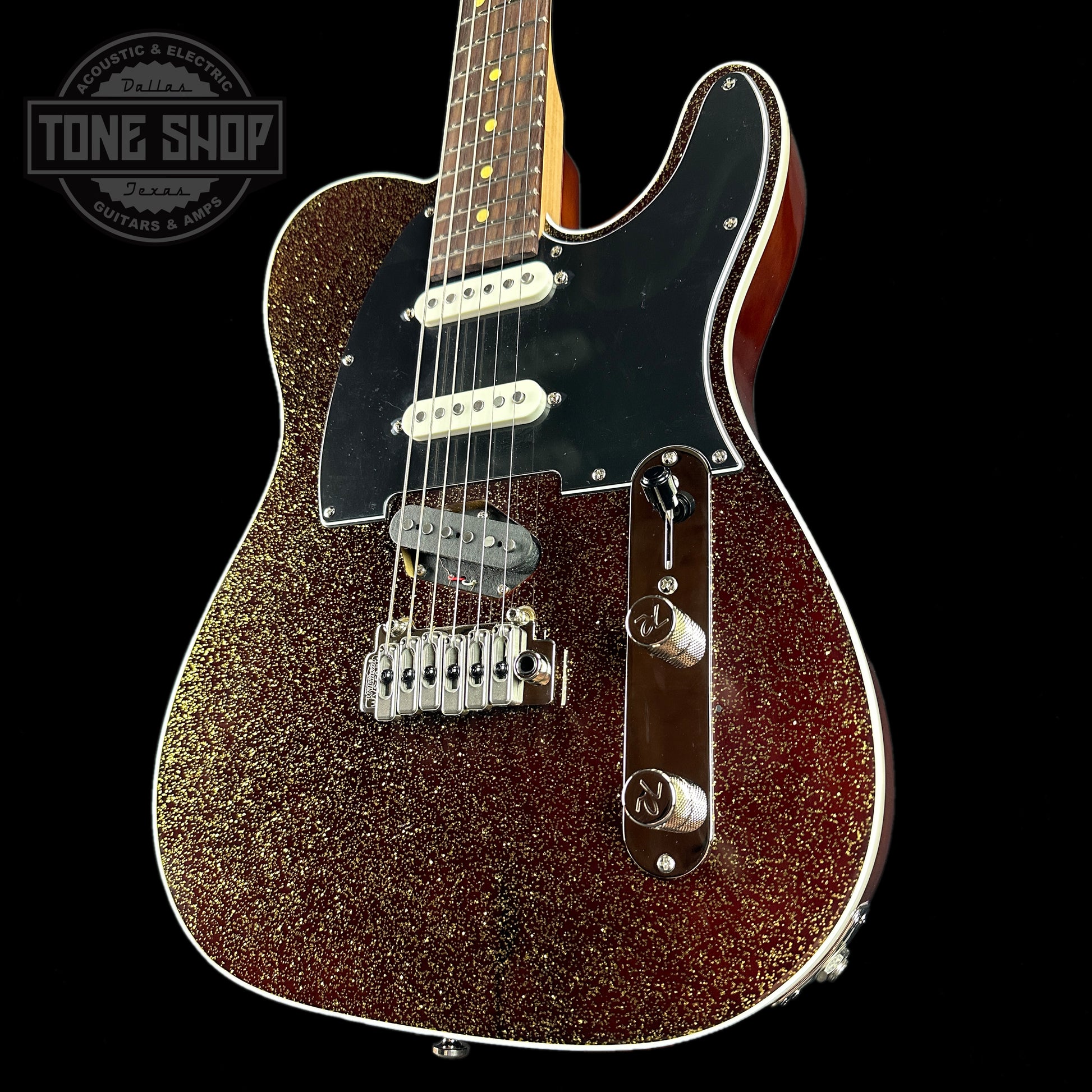 Front angle of Reverend PA2S Pete Anderson Eastsider S Gloss Root Beer Sparkle Tone Shop Exclusive RW.