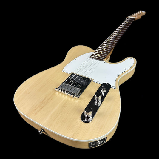 Front angle of Reverend Pete Anderson Eastsider T "E" Natural Satin Korina Tone Shop Exclusive.