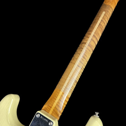 Back of neck of Used Fender Custom Shop Roasted 60's Stratocaster Journeyman Relic Vintage White.