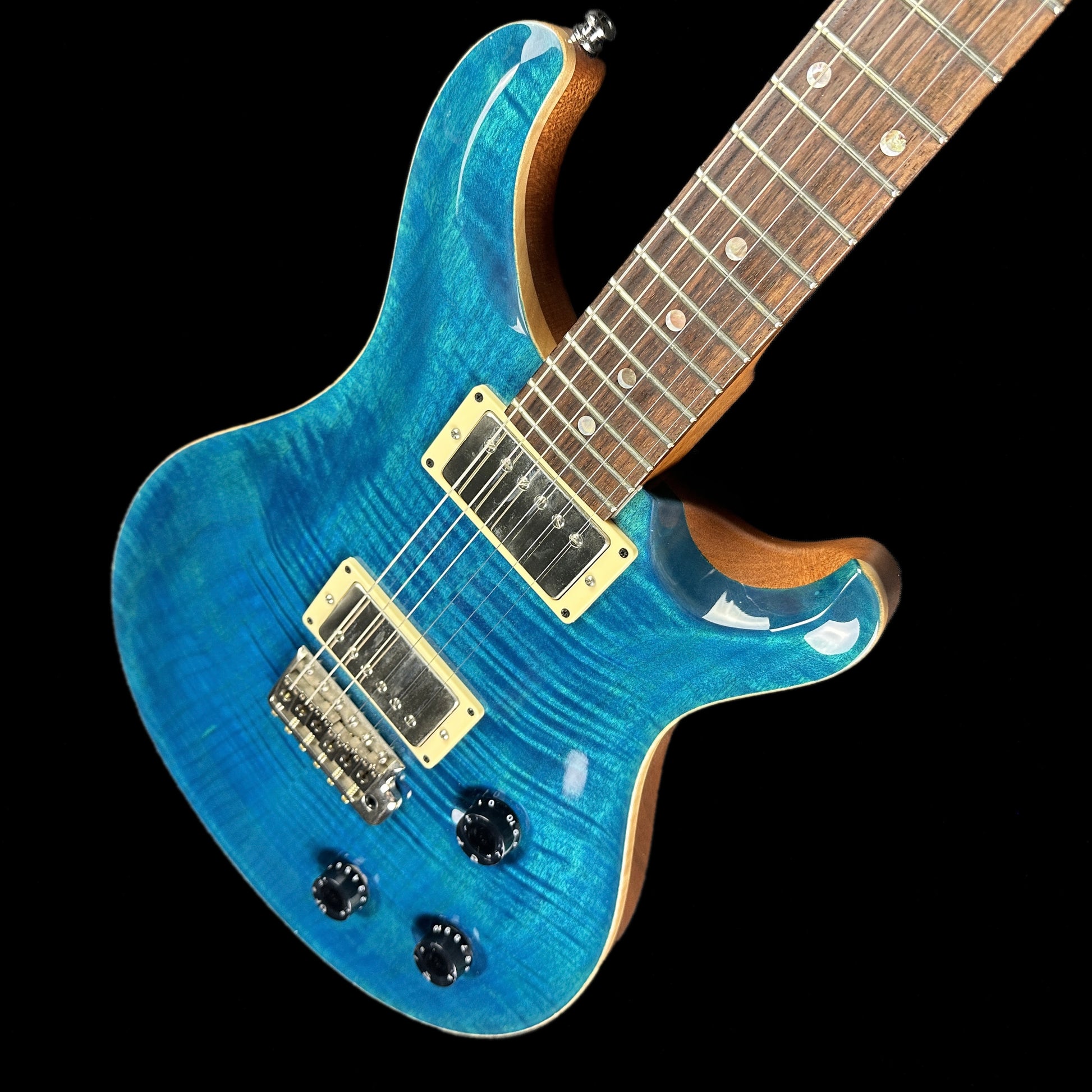 Front angle of Used 2009 PRS Custom 22 Matteo Blue.