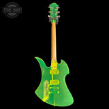 Used BC Rich Mockingbird Trans Green Acrylic electric guitar with a clear body on a black background, featuring 'Tone Shop' branding.