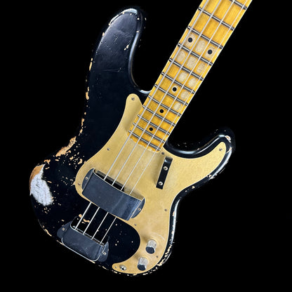 Front angle of Used Fender Custom Shop '58 Precision Bass Heavy Relic Black.