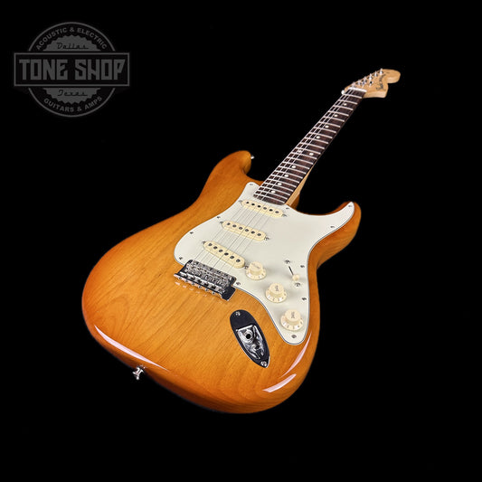 Front angle of Used 2021 Fender American Performer Strat Honeyburst.