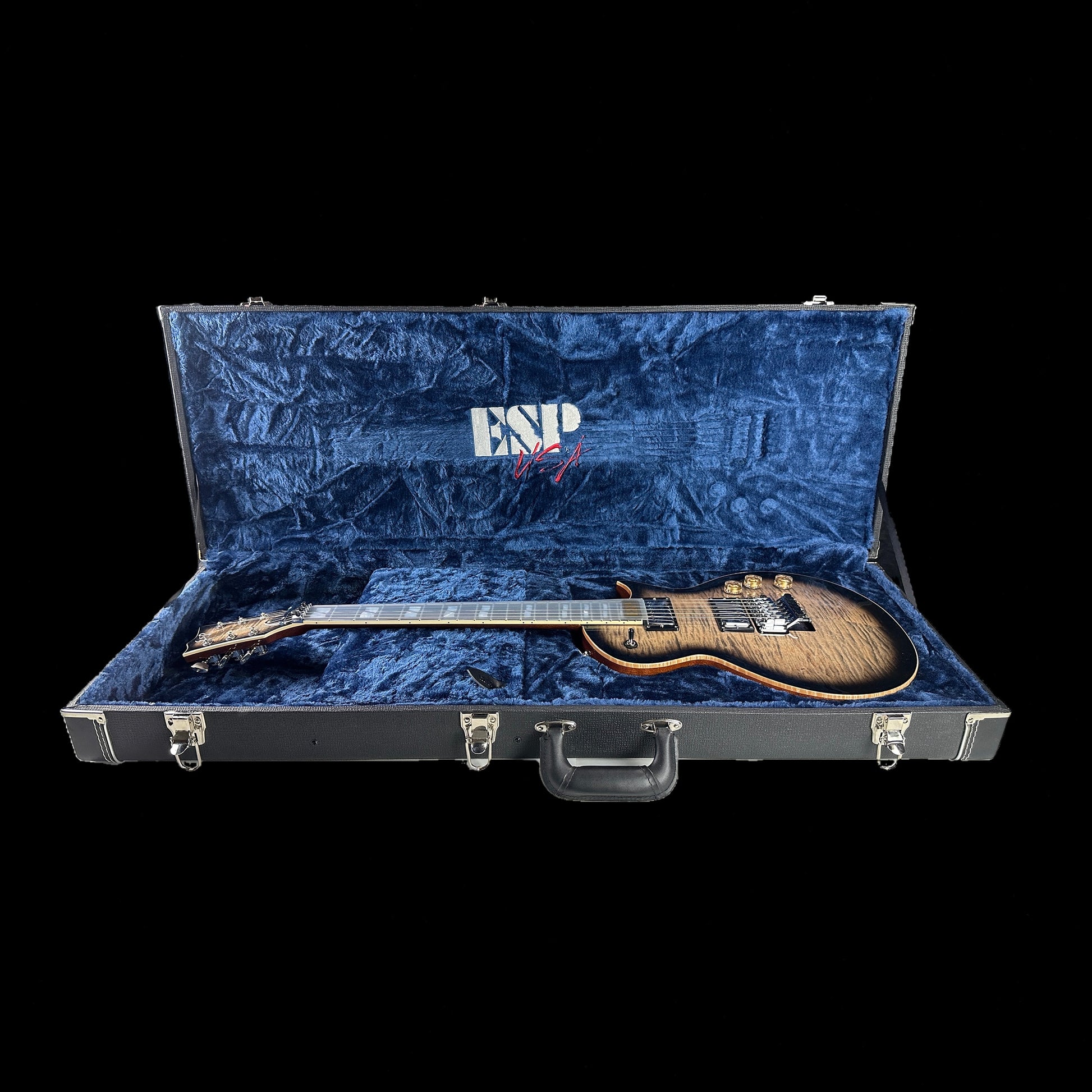 Demo ESP USA Eclipse Floyd Rose See Thru Black Sunburst in case.